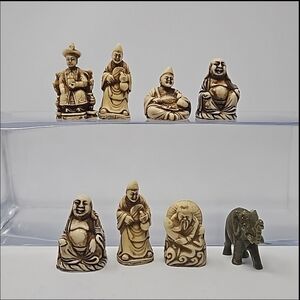 8 Vintage Resin Assortment of Buddhas & Religious Figurines